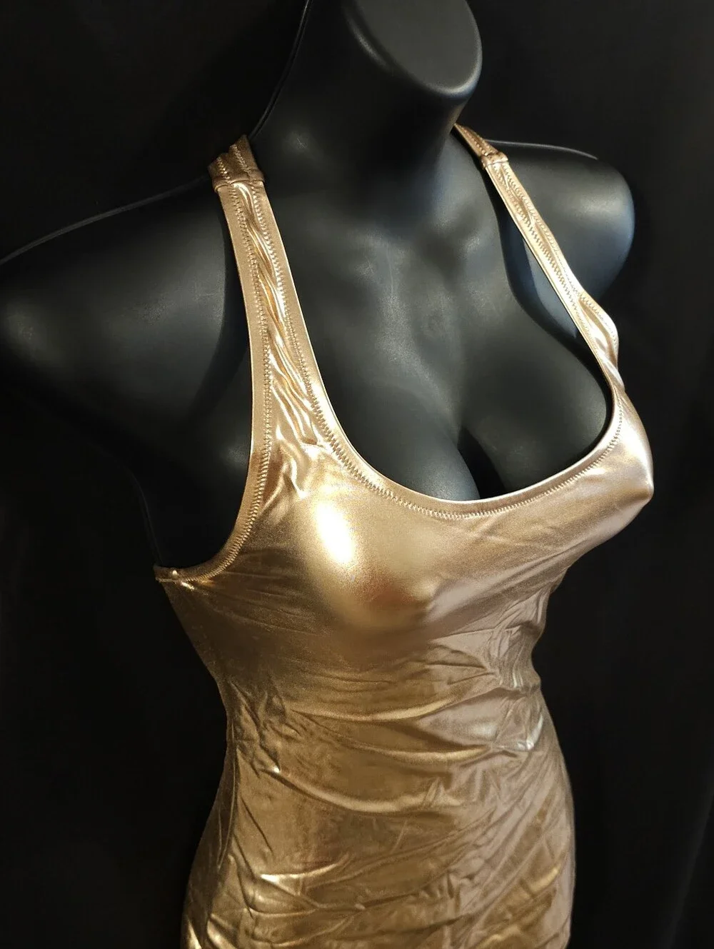 Skims Metallic Swim Cycle Bathing Suit SW-MKN-0012 Champagne Gold Size Small